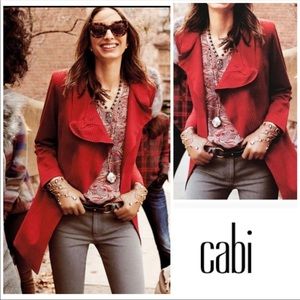 NWOT CAbi Red Houndstooth Celebration Jacket Coat